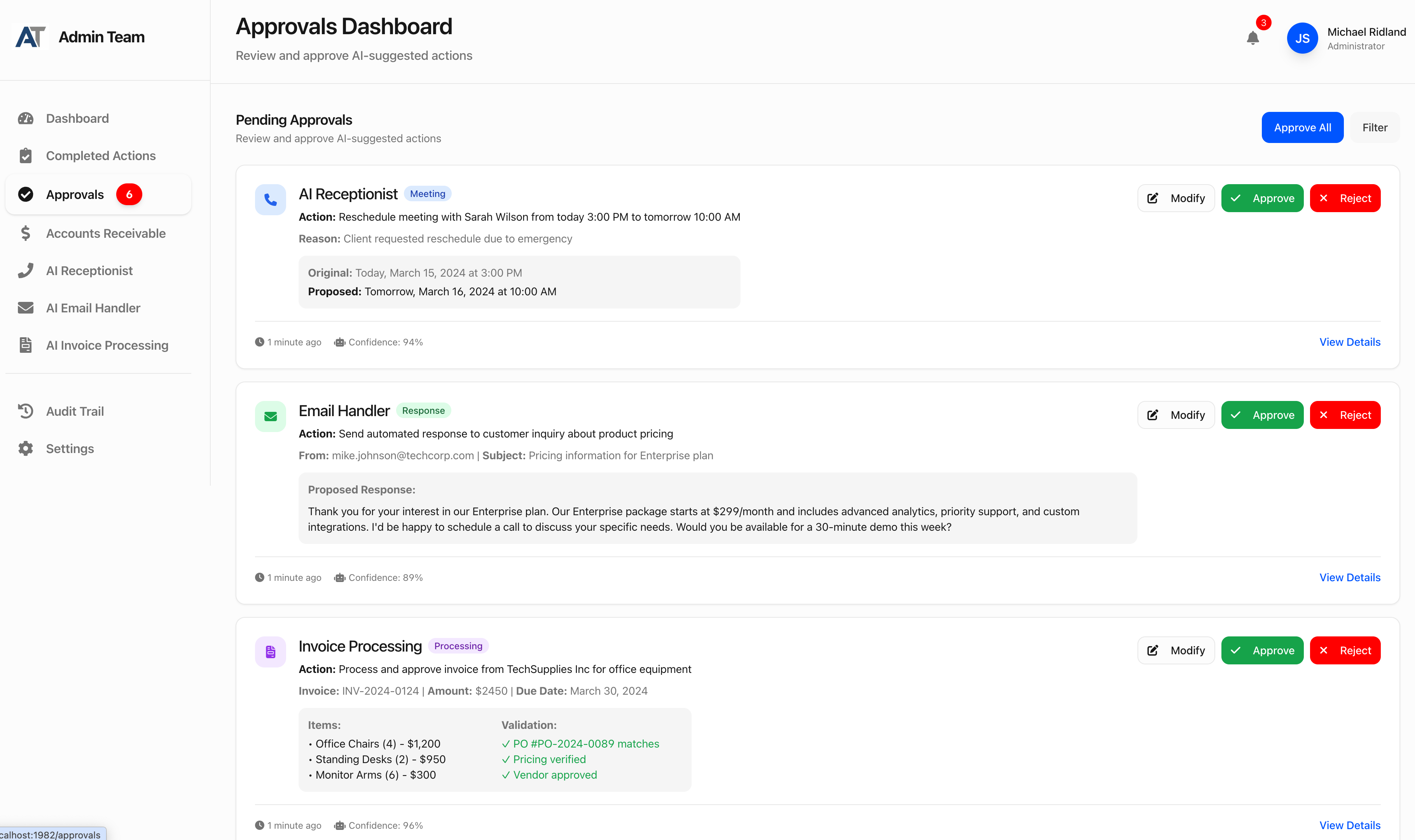 AI Approvals handling workflow approvals